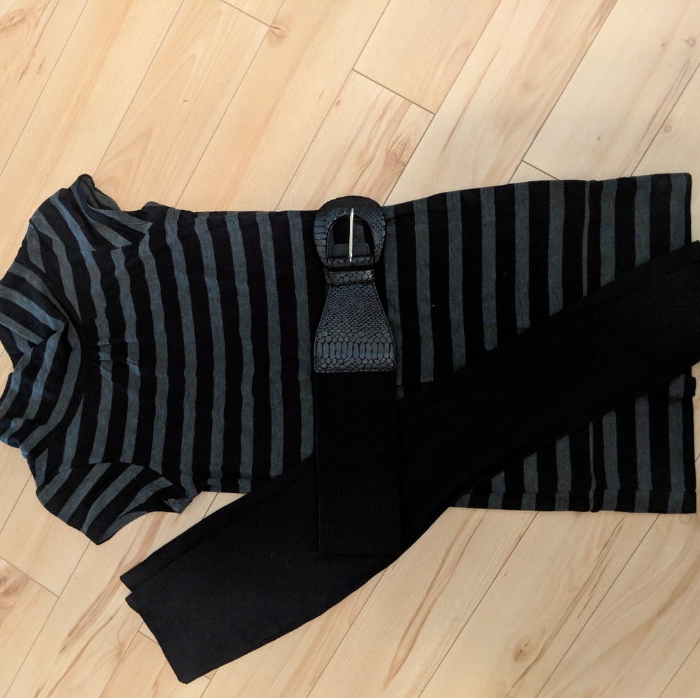 Tunic dress, leggings and belt